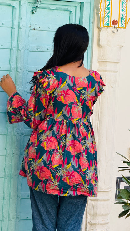 Gul Bahaar Cotton Kurti Top |Floral Charm🌺