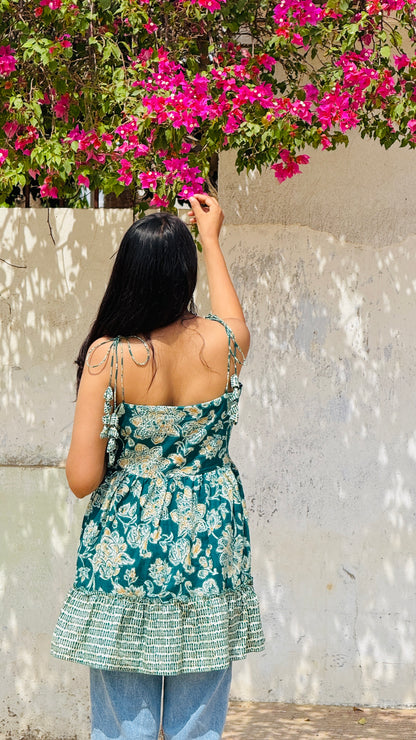 Floral Boho Kurti Top🌼 | Sleeveless Summer Style✨