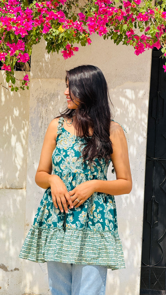 Floral Boho Kurti Top🌼 | Sleeveless Summer Style✨